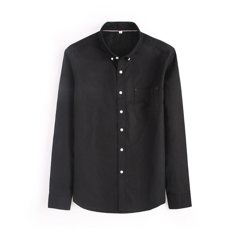 

Oxford Spinning Cotton Long-Sleeve Shirt Slim Men's Solid Color Youth Casual Shirts White Hemd 2020 Spring Autumn New
