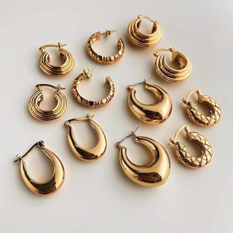 

Croissants Statement Brass Hoop Earrings For Women High Polished Handmade Golden Sea thread Circle Earrings Jewelry Gifts