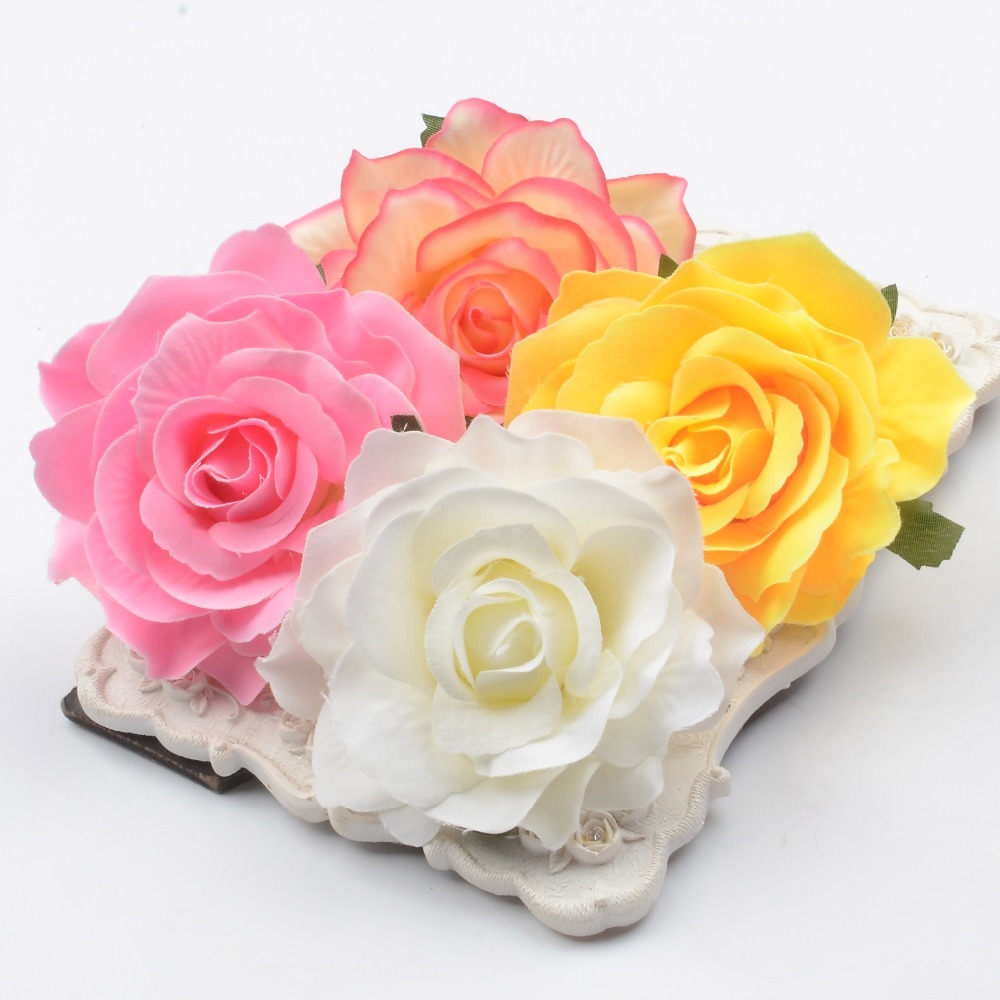 

30pcs/lot 10cm Large Silk Rose Artificial Flower Heads For Home Wedding Decoration DIY Scrapbooking Garland Fake Flowers Craft Q1126