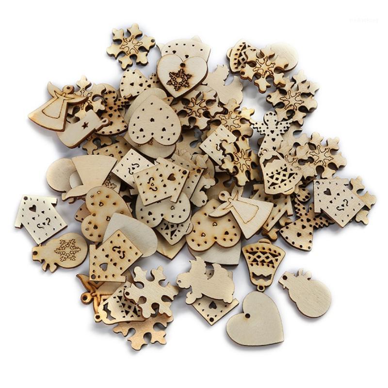 

50PCS Christmas Theme Wooden Cutout Slices Crafts Embellishment For DIY Crafting Ornament Decoration For Wedding Festival Party1