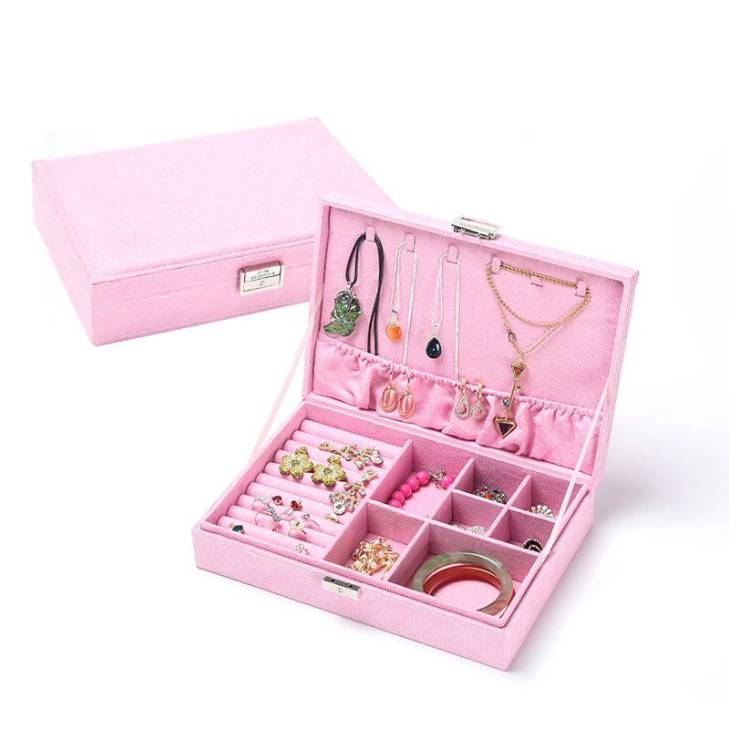 

B Women Jewelry Box Organizer Ladies jewelry Case box girls Earring Ring Necklace Storage Boxes