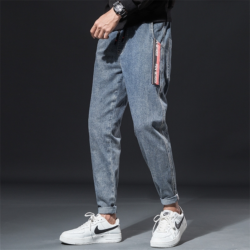 

Man Leisure Winter Black Denim Trousers Zipper Blue Pencil Men Jeans Male Pants 201128, Brown