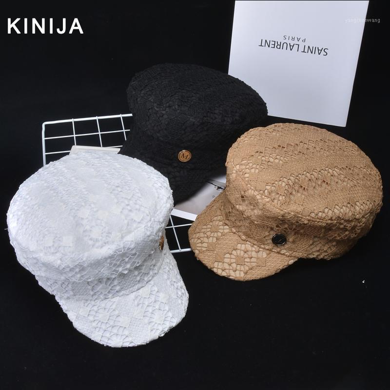 

Female Autumn lace Navy Hat French elegant Octagonal Flat cap Ladies bonnet Retro Badge British Style Soft Newsboy hat1, Black