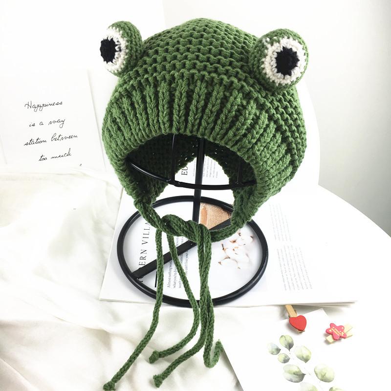 

Cartoon Frog Knitted Hat Winter Warm Hat Cap Beanie for Kid Boy and Girl Cute Selling Cute Ear Protection Warm Cosplay