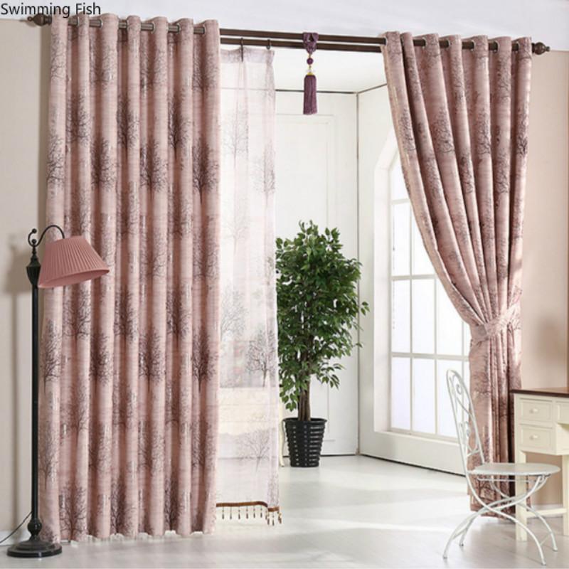 

Modern simple fashion tree Jacquard Sheer Curtains for Bedroom window Curtain for Living Room, 1 Panels, Size can be customized, Purple tulle