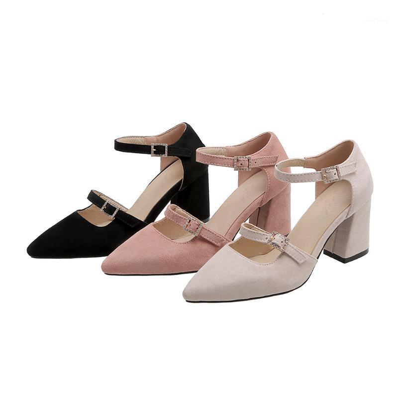 

PQECFS Big size 32-48 high quality hot sale 2020 new fashion women solid pointed toe high heels pumps 3 colors1, Apricot