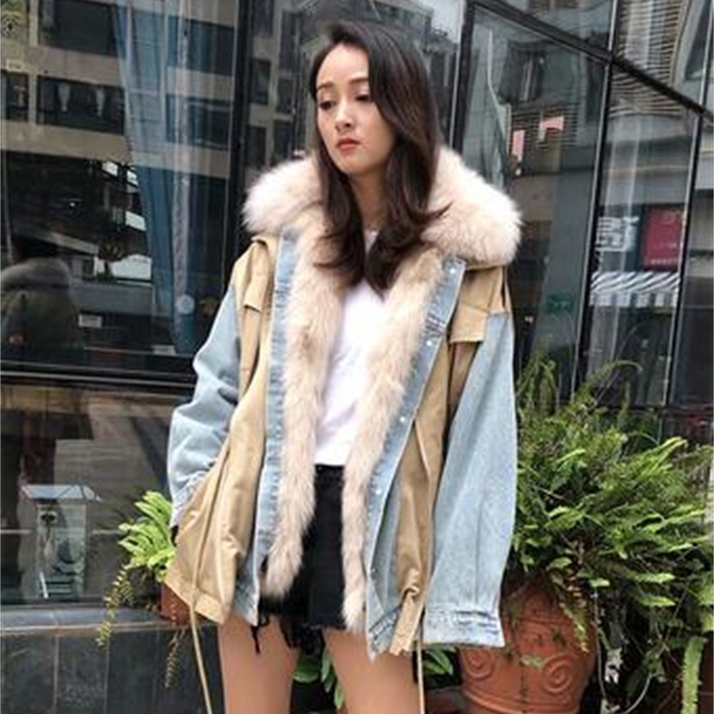 

New 2020 Autumn Fashion Parka Cover Denim Female Jacket High Waist Single Row Buckle Coat Big Fake Size 4vu7, Champagne