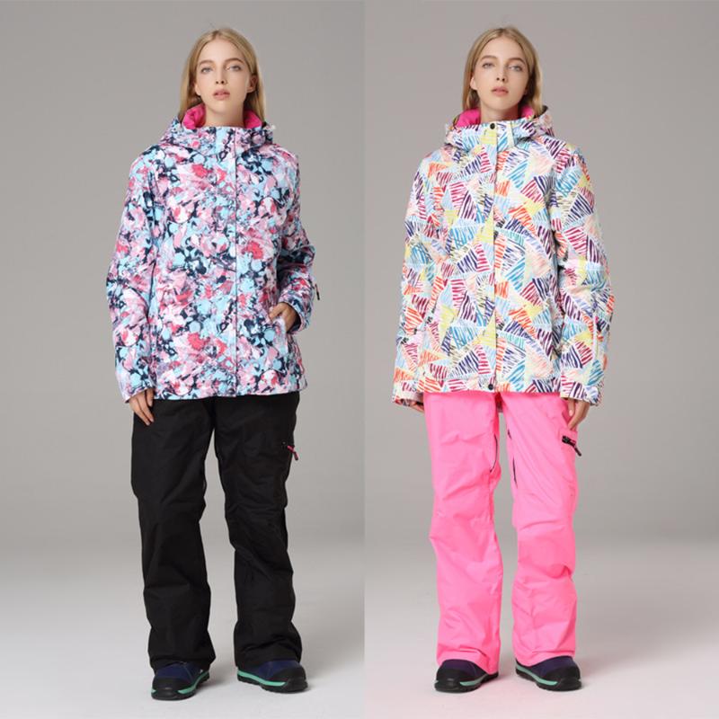 

30 Snow Wear Clothing Snowboarding Women Suit Sets Waterproof Windproof Winter Warm Mountain Ski Jackets and Skiing Snow Pants, 02