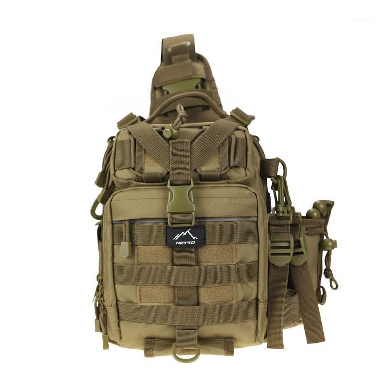 

HETTO 1000D Nylon Crossbody Chest Bag Outdoor Waterproof MOLLE Backpack Tactical Sling Bag Shoulder1, Khaki