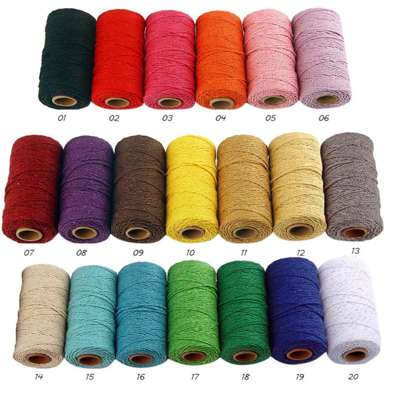 

Rope Twisted-Cord 100% Cotton rope colorful twine macrame cord string thread for party wedding decoration accessory DIY cord, White