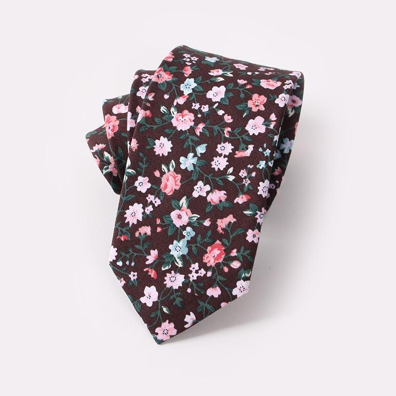 

New 6.5cm Cotton Floral Print Ties for Men Classic Skinny Adult Neck Tie Cravate Narrow Thick Suits Neck Ties