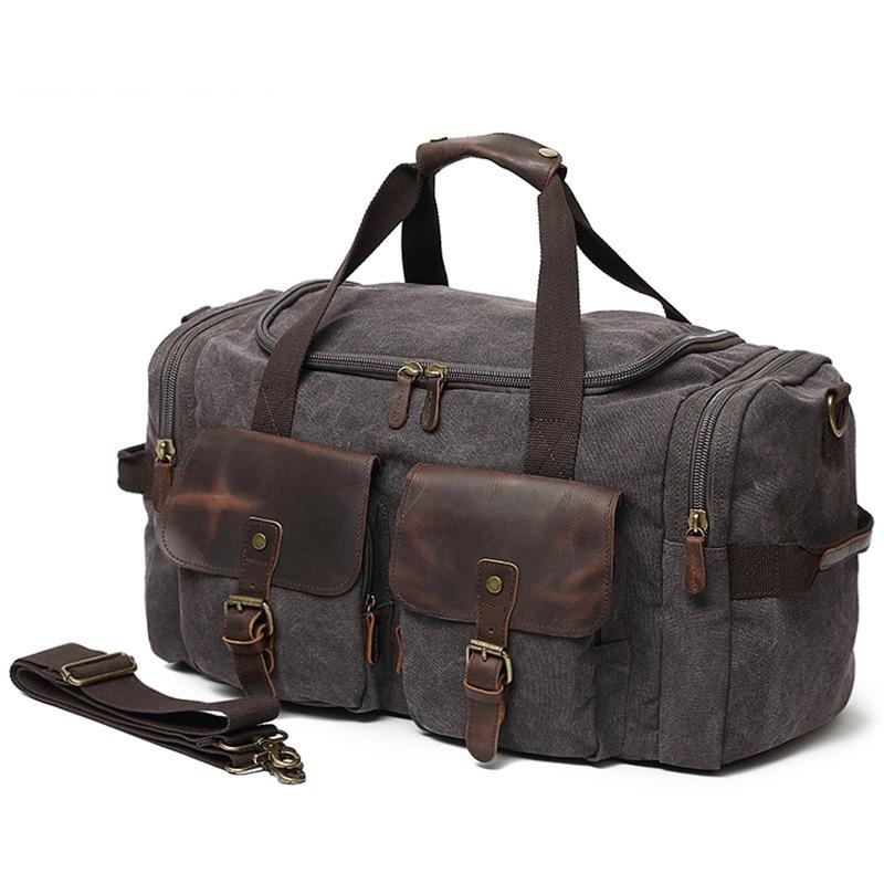 

2020 canvas large capacity travelling bag leisure wear - resistant men's handbag one shoulder diagonal cross luggage Bolsas, Dark grey