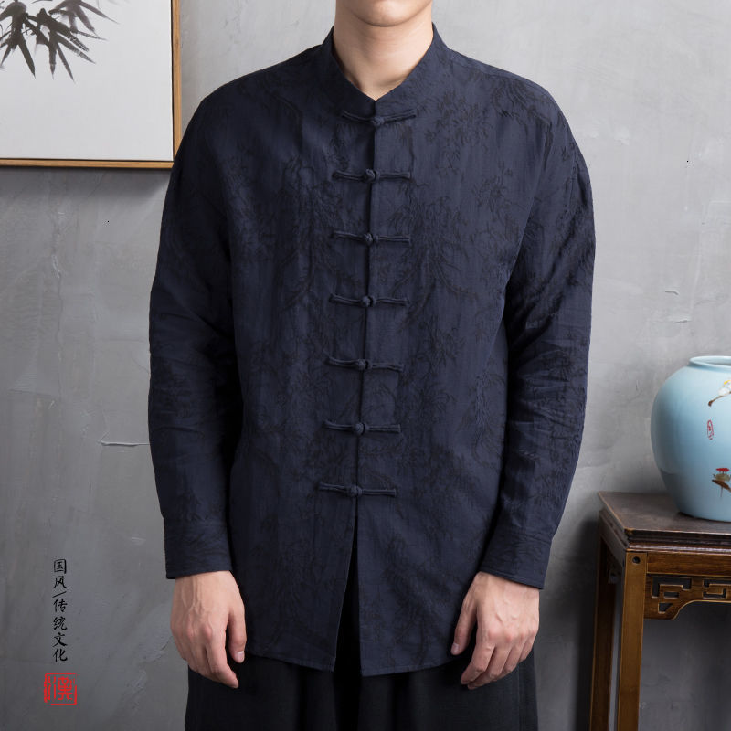 

New Men's Chinese Style Cotton Linen Woman Long Sleeve Vintage Shirt 2021 Fashion Male Clothing Solid Color 7wwi, White