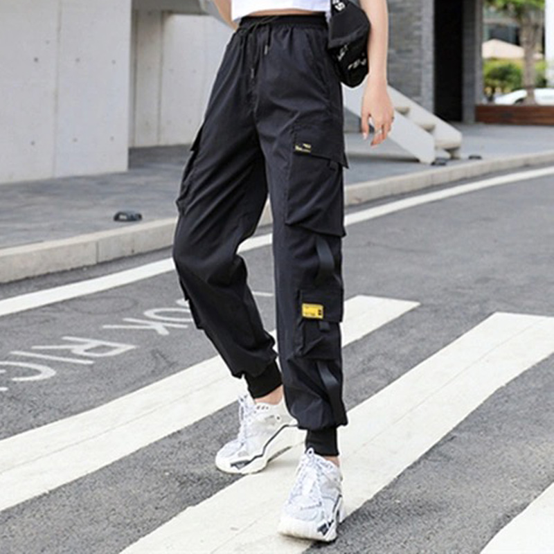 

Women SweatPants Plus Size Harajuku Trousers White Black Cargo Pants Women High Waist Casual Korean Pants Femme, Black;white