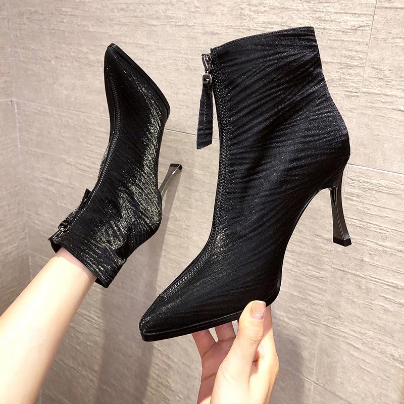 

White Mid-Calf Boots Boots-Women Luxury Designer Round Toe Zipper Female Shoes Low 2020 Fashion Ladies Autumn Pointy Rock