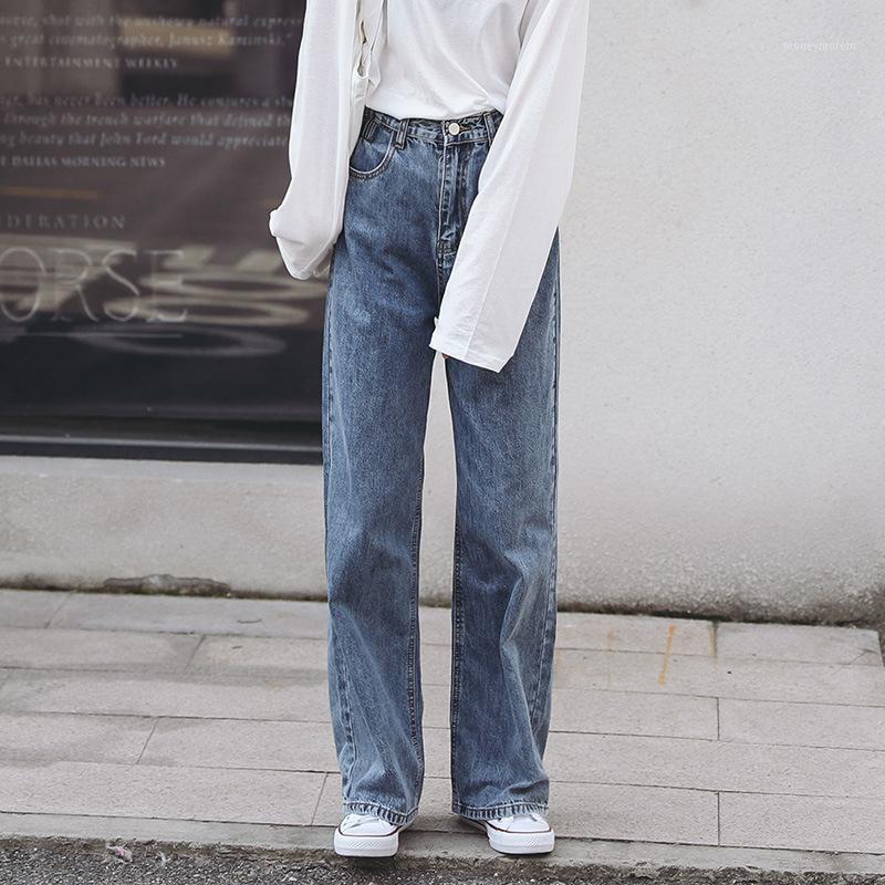 

2020 New Women Jeans For Women Fashion Straight Loose Long Vintage High Waist Casual Cotton Jean Female Denim Pants WJ1281, Blue