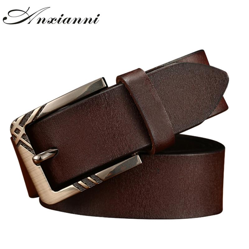 

Belts Anxianni Genuine Cow Leather Male Belt Black Brown Men Luxury Strap Cowskin Classic Fashion Pin Buckle For