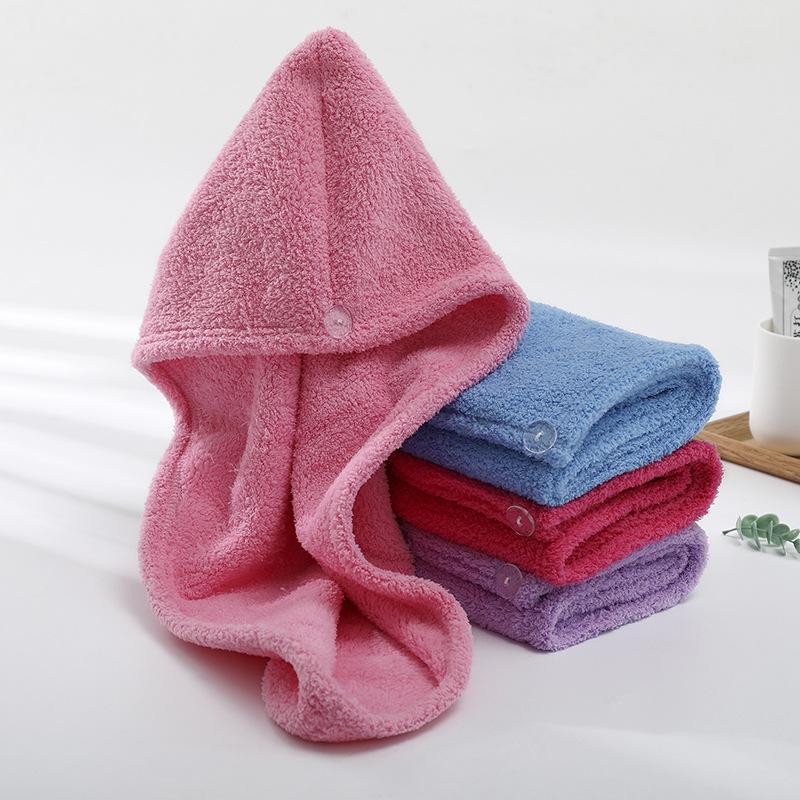 

Thicked Nanofiber Hair Water Absorption Fast Drying Dryer Towel Bath Wrap Hat Quick Cap Turban Dry Bath Towel, Pink