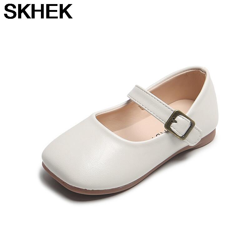 

SKHEK 2021 New Girls Sandals Kids Leather Casual Shoes Children Leisure Sneakers Hot Girls Princess Dance Performance Shoes, Black
