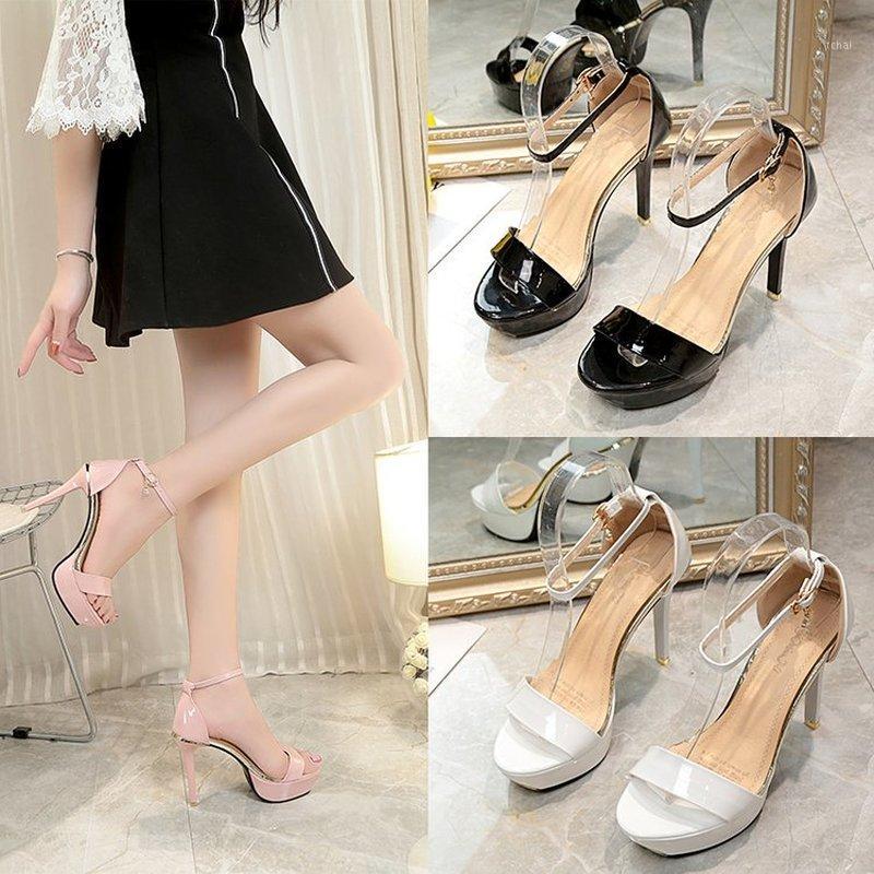 

11cm summer new night show high heels slender heel waterproof platform sexy wild open toe sandals women1, Black