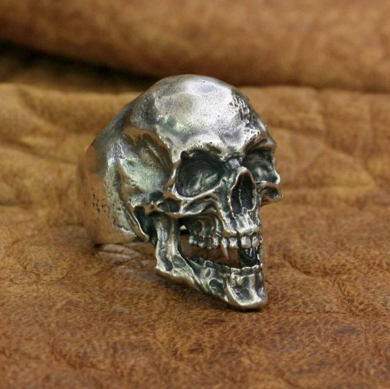 

925 Sterling Silver Sharp Teeth Skull Ring Mens Biker Punk Ring TA209 US Size 7~15