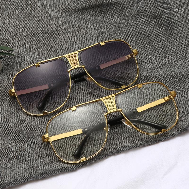 

Sunglasses 2021 Fashion Metal Gradient Square Frame Men's Brand Design Driving Vintage Sun Glasses1