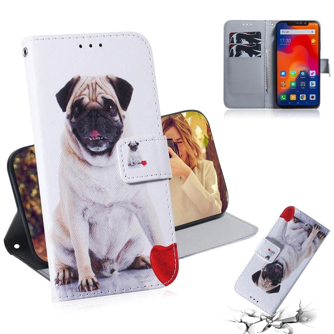

Pug Pattern Coloured Drawing Horizontal Flip Leather Case for Xiaomi Redmi Note 6 Redmi Note 6 Pro with Holder Card Slots Wallet