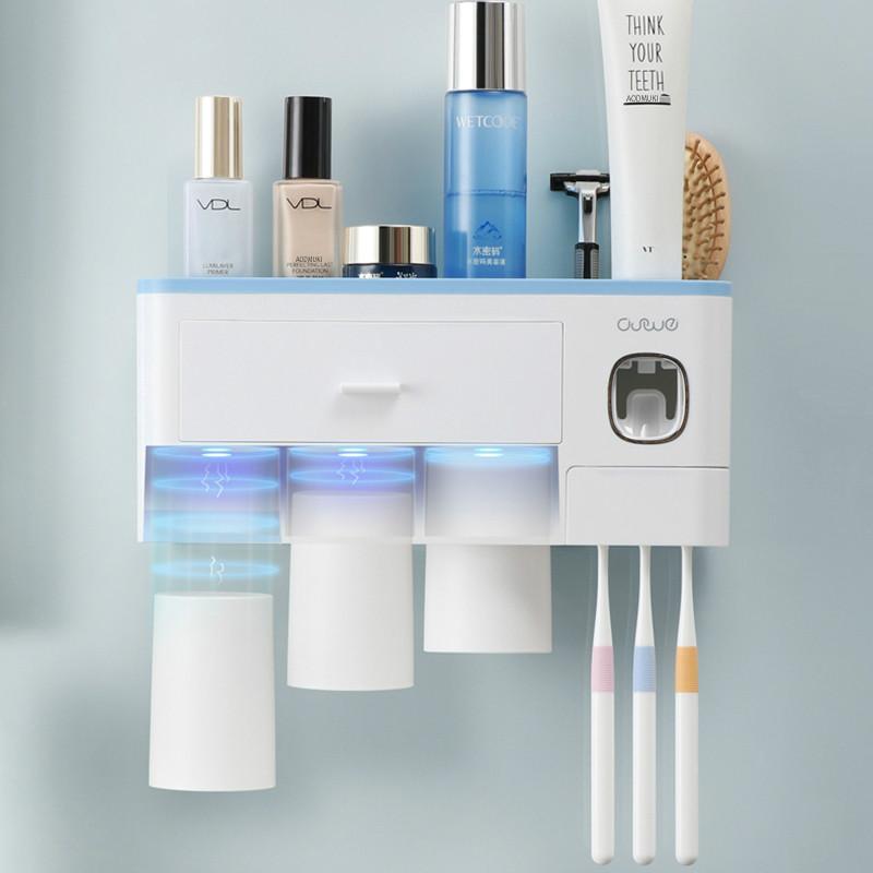 

Wall Mount Magnetic Adsorption Inverted Toothbrush Holder Toothpaste Dispenser Makeup Storage Rack For Bathroom Accessories Set