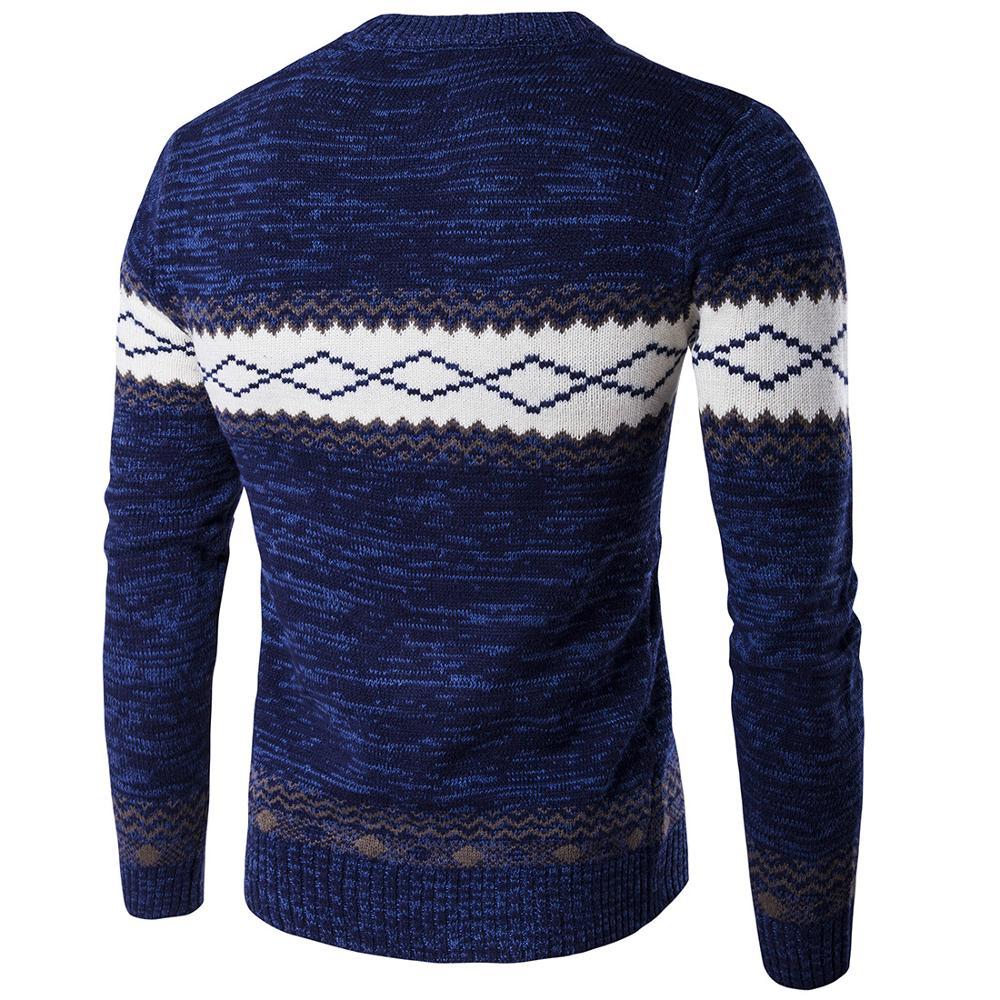 

2021 New Autumn Winter Man Sweater Casual Blue Men Pullovers Vati, Navy blue