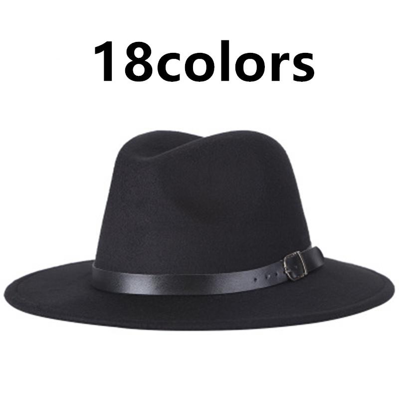 

fedora hat men Wide Brim autumn Hat Elegant Imitation Wool black red Winter Wedding Felt hats women leather Vintage Hats, Yellow