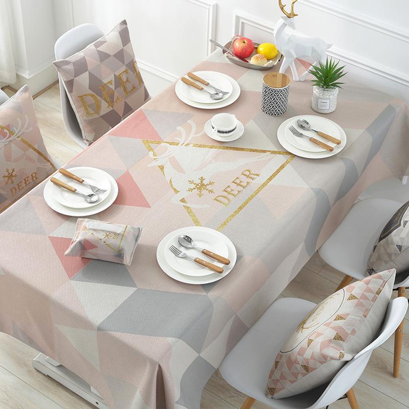 

Nordic Cotton and Linen Tablecloth Geometric Printing Table Cloth Rectangular Table Pad Meal Wedding Banquet Cover Cloth1, Color2