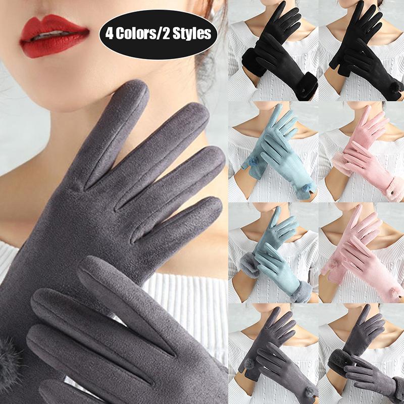 

Winter Women's Gloves Touch Screen Plus Velvet Warm Mittens Bicycle Driving Thickening Cold Winter Warm Gloves