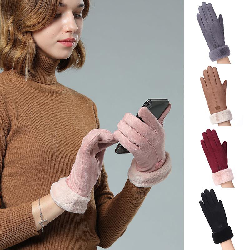

Helisopus New Women Gloves Autumn Winter Cute Furry Warm Mitts Full Finger Mittens Women Outdoor Sport Female Gloves Wholesale