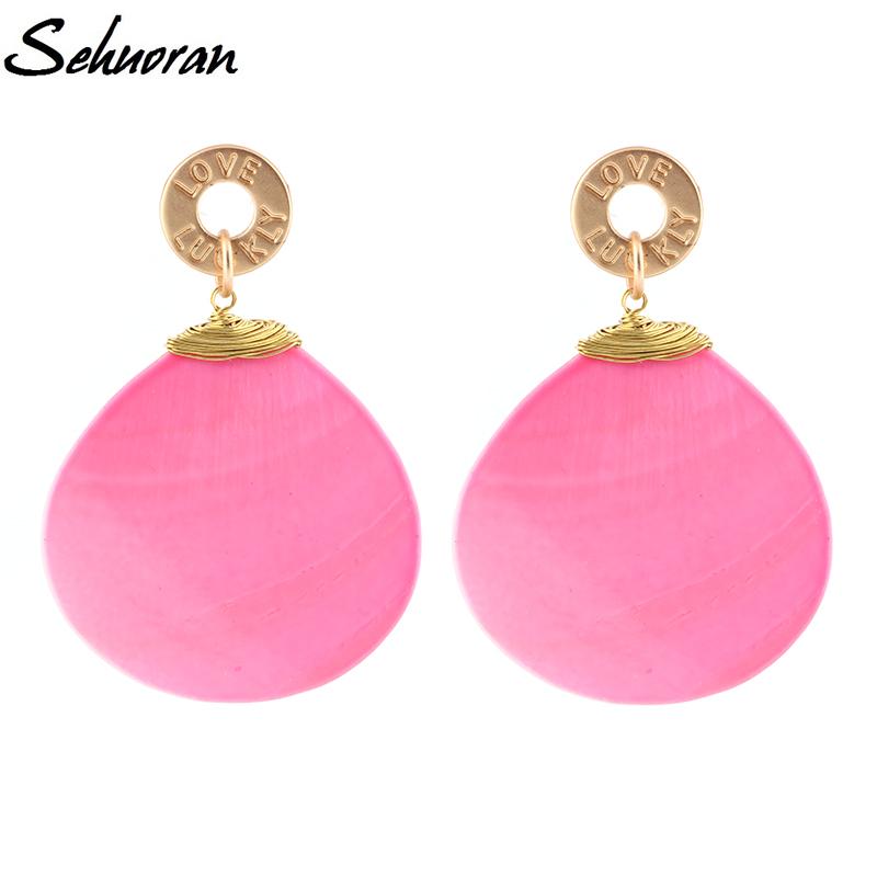 

Dangle & Chandelier Sehuoran Arrival Luxury Big Long Fresh Shell Pendant Drop Earrings Brincos Bridal Women Wedding Party Jewelry