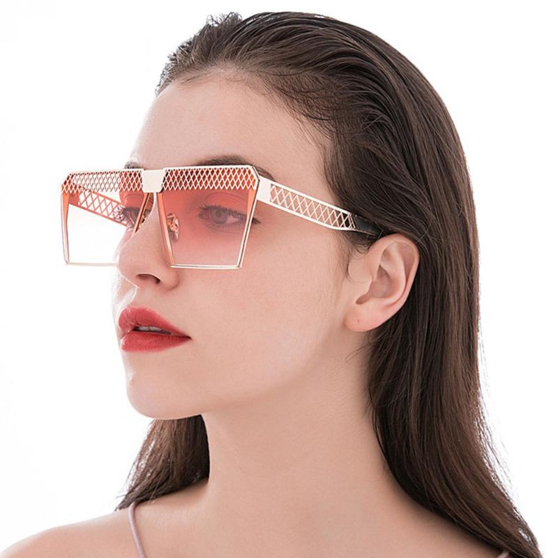 

New 2020 Couple Oversized Metal Hollow Square Sunglasses Women Sun Glasses For Men Mirror Vintage Red Black Glasses Clear Shades