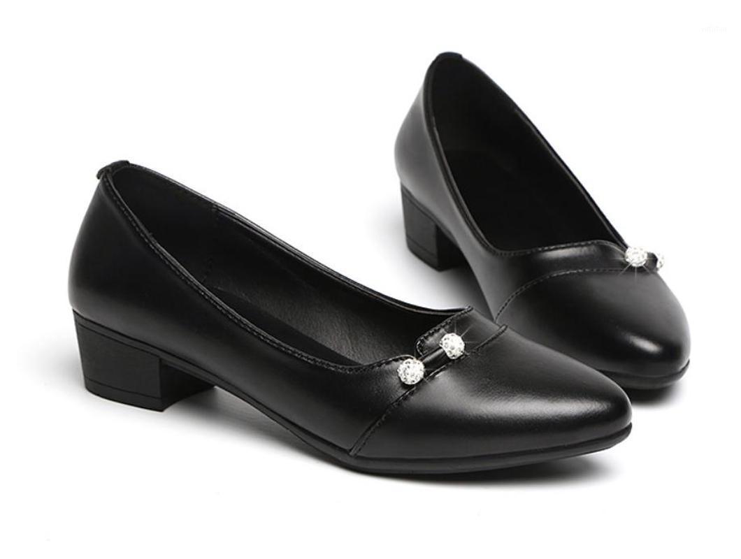 

2020 Spring and Autumn with New style fashion Middle heel Coarse heel round head Women's shoes1, Black