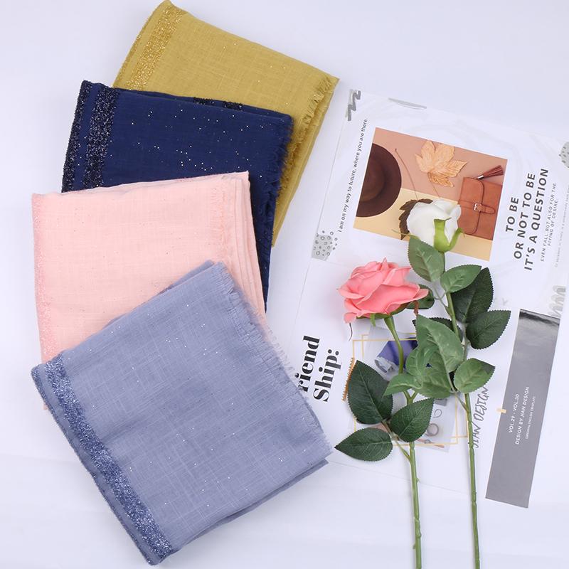

Printed stripe cotton scarf glitter lurex plain shawl women headband long scarves muslim hijab 2021 new design