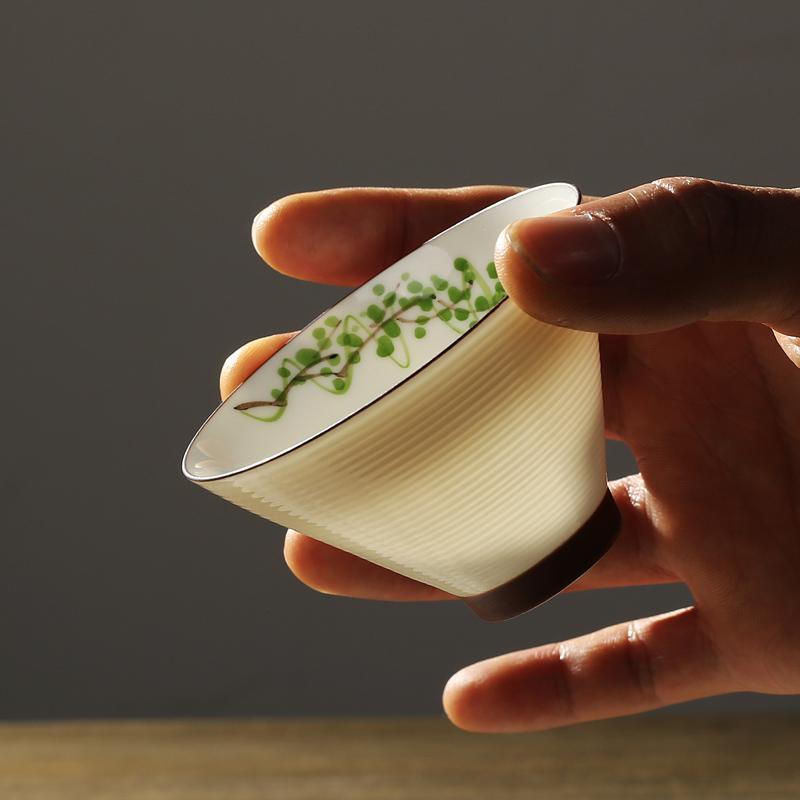 

Jingdezhen cup handpainted eggshell ceramics mug thread white porcelain cups and mugs