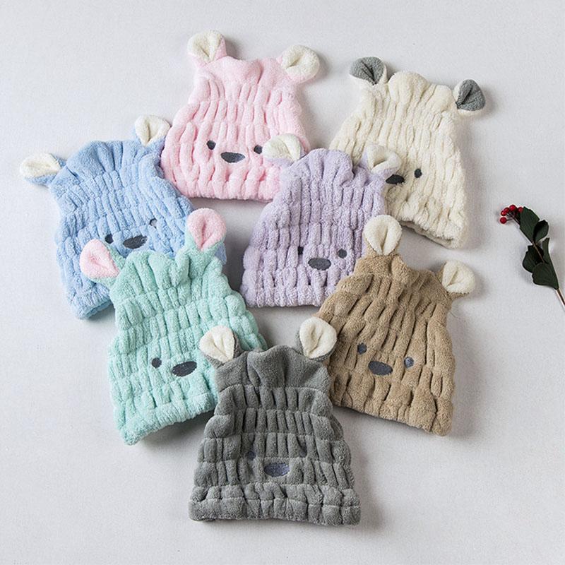 

1Pcs Multicolor Dry Hair Cap Resilience Cartoon Hair Cap 25*20CM Absorbency Coral Velvet Children Shower