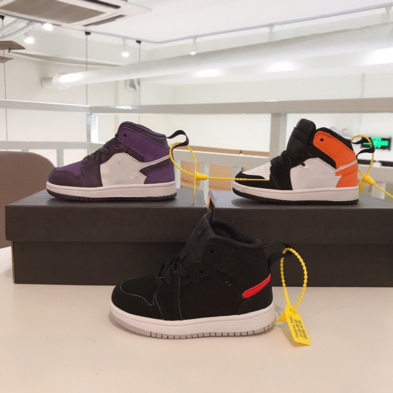 

Trainer Kids 1s Space Jam Bred Concord Gym Red off Basketball Shoes Children Boy Girls youth white running Sneakers Toddlers