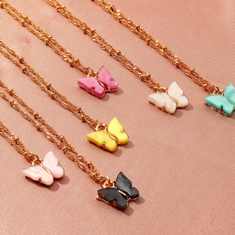 

New Butterfly Pendant Necklaces For Women Gold Color Long Chain Necklace Fashion Jewelry Birthday Gifts