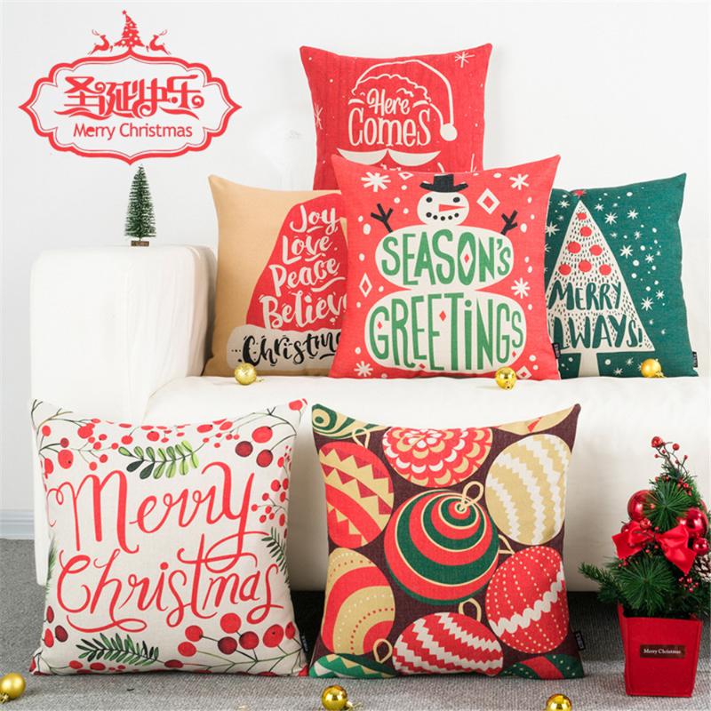 

Decorative throw pillow case cute cartoon Merry Christmas Square shape pillow cushion cover Christmas Trees Cojines 45x45cm
