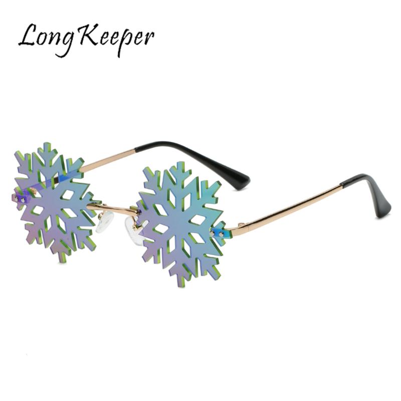 

LongKeeper Fashion Rimless Sunglasses Christmas Decoration Snow Glasses Photo Prop Christmas Party Decor Eyewear New Year Gift