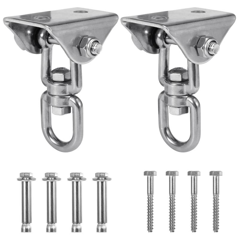 

2 Pack Heavy Duty Swing Hangers Set 360° Swivel Swing Hangers Antirust Stainless Steel Hook for Concrete Wooden Sets