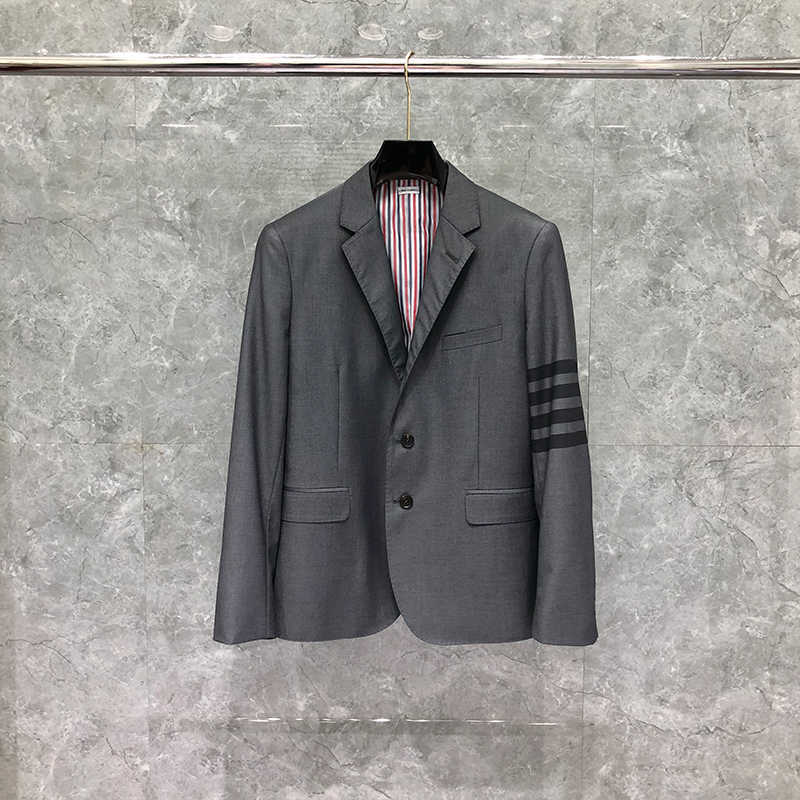 

Tb Thom Male Suit Autunm Winter Man Jacket Fashion Brand Blazer Classic Tonal Black 4-bar Stripe Custom Wholesale Formal, Gray