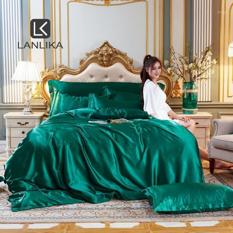 

Parkshin Green 100% Silk Women Beauty Bedding Set Healthy Skin Duvet Cover Euro Bedspread Queen King Bed Linen Home Textiles1, 008
