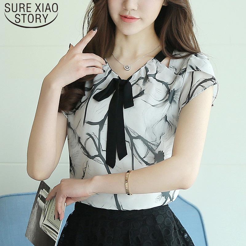 

Women's Blouses & Shirts Casual Summer Women Clothing Short Sleeve Tops And Chiffon Blouse Blusas Mujer De Moda 2022 Print 4973 50, White