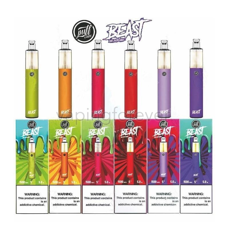

Newest Puff Labs Beast Bar Disposable Vape Pen 1500 Puffs 5.0ml Pre-Filled Pods Cartridge Vapor 1000mAh Top Battery E Cigarettes Vaporizers