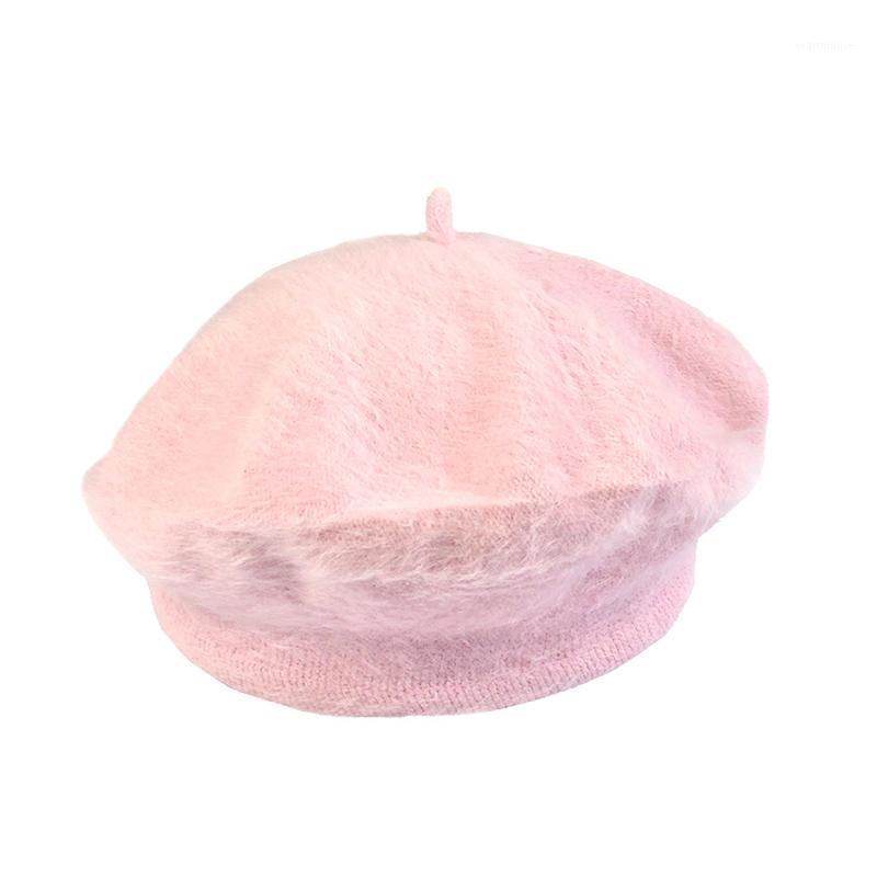 

Ladies Solid Color Beret Fluffy Simple Chic Small Round Female Cap for Autumn UND Sale1, Red