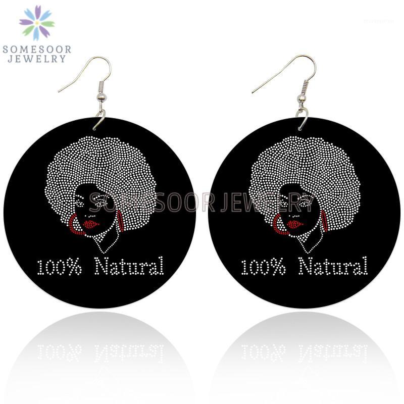 

SOMESOOR Soul Sister 100% Natural Hair Wooden Drop Earrings God's Beautiful Daughter Black Afro Arts Printed For Women Gifts1